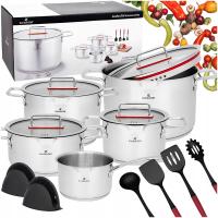 НАБОР КАСТРЮЛЬ ИНДУКЦИОННЫЕ / ГАЗОВЫЕ ГОРШКИ ИЗ НЕРЖАВЕЮЩЕЙ СТАЛИ НАБОР 15 EL