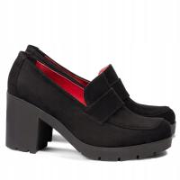 BRILU WSUWANE PÓŁBUTY DAMSKIE NA OBCASIE CZARNE