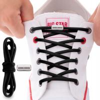 Шнурки без завязок для обуви резиновые эластичные металлические зажимы черный