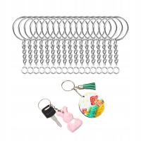 Kółka z łańcuszkiem do breloczków 25 mm 100 szt. baza + 8 mm 100x kółka