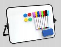 ZESTAW TABLICA SUCHOŚCIERALNA MAŁA BIAŁA DO PISANIA MAZAKI GĄBKA MAGNESY