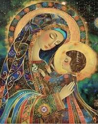 Zestaw haft krzyżykowy Matka Boska Boża Jezus mulina nadruk igły 30x40