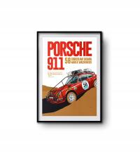 Plakat Samochodowy 30x40cm | Porsche 911 Dakar Sobiesław Zasada