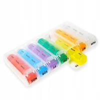 Pudełko na leki organizer apteczka podróżna kolorowe 28 pojemników 7 dni