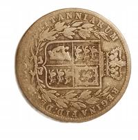 Srebrna moneta półkoronowa z Wielkiej Brytanii, wybita w 1874 roku