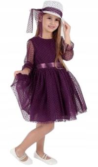 SUKIENKA BALOWA TIUL KAPELUSZ fiolet 13/14 H110F