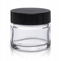 Słoik szklany bezbarwny 15ml z nakrętką czarną x5