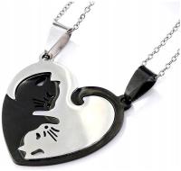 Набор Дружбы ожерелье лучшие друзья 2шт черный серебряный кошки Инь Ян