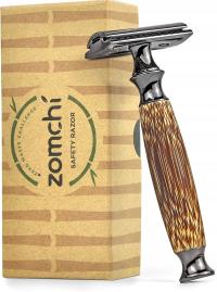 Maszynka do golenia na żyletki podwójne ostrze rączka naturalny bambus