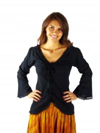 Черная блузка средневековый стиль LARP косплей 3XL