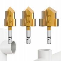 3x ZESTAW WIERTEŁ STOPNIOWYCH DO RUR Z TWORZYW SZTUCZNYCH PPR 19/24/31 mm