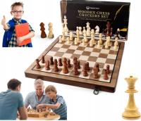 Классические шахматы деревянные магнитные в коробке 2в1 шашки семейная игра