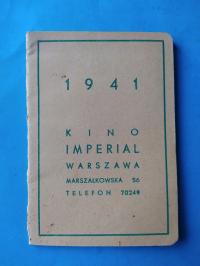 Kieszonkowy Kalendarzyk Czas II Wojny-Kino Imperial Warszawa 1941