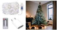 LAMPKI CHOINKOWE LINKA LED Z PILOTEM USB + ZASILACZ BIAŁY ZIMNY 2m