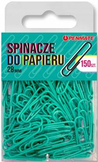 Spinacze do papieru 28mm 150 szt Turkusowe Penmate