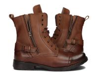 Мужские Ботинки В Стиле Милитари, Мотоциклетные Ботильоны, Кожа 71, Коричневый