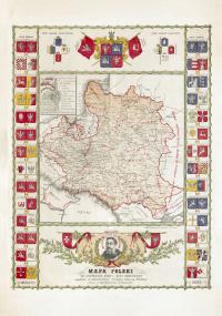 Mapa Polski za panowania króla Jana Sobieskiego - 1883 - 30x21