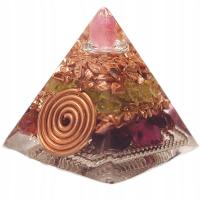 Orgonit Mini Piramidka Harmonizer Spiralny Turmalin Różowy Oliwin Granat