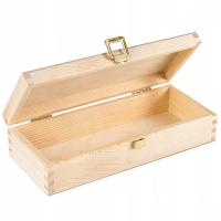 Pudełko drewniane małe kasetka szkatułka z zamkiem na prezent 24x10,5x5,7cm