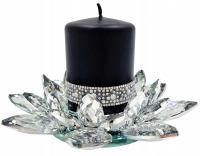 ŚWIECZNIK LAMPION GLAMOUR KRYSZTAŁ LOTOS L srebrny JZ22752D