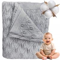 KOCYK bawełniany AŻUROWY dla DZIECI koc OTULACZ miękka DZIANINA 80x100cm