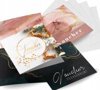 KREATOR VOUCHER SKŁADANY PREZENT GOTOWY PROJEKT TWOJE LOGO + KOPERTA 15 SZT