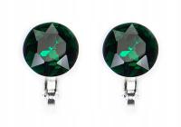 Zielone Klipsy Na Uszy Duże Kryształy Emerald Klasyczne Eleganckie Modne
