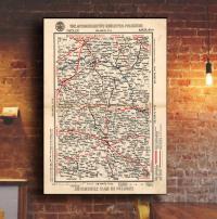 Stara MAPA Polski Samochodowa SIEDLCE 1913r. 50x40cm