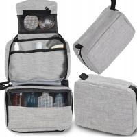 ДОРОЖНАЯ КОСМЕТИЧКА ДЛЯ ЖЕНЩИН И МУЖЧИН, ОРГАНАЙЗЕР, ПОДВЕСНАЯ СУМКА С КРЮЧКОМ, СЕРАЯ
