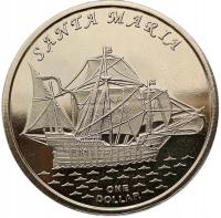GILBERT ISLANDS - KIRIBATI 1 DOLLAR 2016 STATEK ŻAGLOWIEC - SANTA MARIA UNC