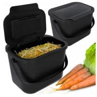 POJEMNIK NA ODPADY BIO kosz pojemniki na śmieci kuchenne z pokrywą czarny