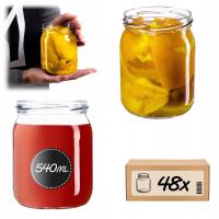 SŁOIK 540 ml SŁOIKI SŁÓJ NA PRZETWORY MIÓD DŻEM OGÓRKI SZKLANY 48 SZT FI 82