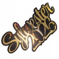 SYLWESTER 2026 dekoracje DUŻY BANER złote PLEXI LUSTRO 68x40cm złoty POŁYSK