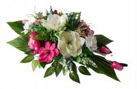 Stroik na grób, kompozycja kwiatowa, tulipany, różowo- biały
