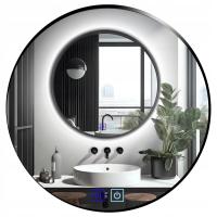 LUSTRO ŁAZIENKOWE LED 80 CM OKRĄGŁE PODŚWIETLANE Z RAMĄ BEZ PARY 3 BARWY