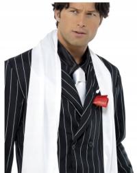 SZAL ATŁASOWY BIAŁY GANGSTER MAFIA RETRO 20' 30'