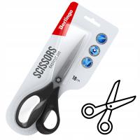 MOCNE Nożyczki biurowe ze stali nierdzewnej 18 cm czarne ERGONOMICZNE