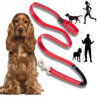 Smycz sportowa dla psa z amortyzatorem ADVENTURE do biegania czerw 1,8cm-M