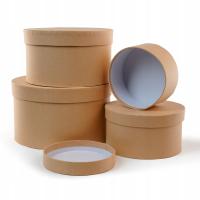 OKRĄGŁE PUDEŁKA Z POKRYWKĄ NA PREZENTY DEKORACJA ZESTAW 4 SZTUK PUDEŁEK