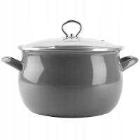 Эмалированный горшок серый Елена 6,5 л газ индукция традиционная Силезия эмаль