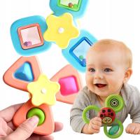 FIDGET SPINNER Z PRZYSSAWKĄ SENSORYCZNA KĄPIEL PREZENT GRZECHOTKA 3 SZTUKI