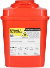 Медицинский контейнер для отходов квадратный Utilo 3.3 L сертификат ISO и PZH