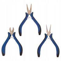 Zestaw narzędzi 3 sztuki Szczypce Jubilerskie okrągłe skośne półokrągłe