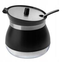 САХАРНИЦА САХАРНИЦА С ЛОЖКОЙ СТЕКЛЯННЫЙ ЧЕРНЫЙ КОНТЕЙНЕР С КРЫШКОЙ