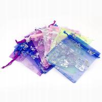 Woreczek Podarunkowy Organza Rysunek Motylek, Mix, 9x12cm, 10szt