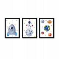 Набор из 3 плакатов А3 космос астронавт ракета № 4
