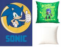 Kocyk koc SONIC do przedszkola szyki jeż+ poduszka ZESTAW dla dziecka