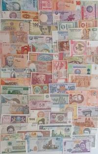 Набор банкнот UNC Европа, Америка, Азия, Африка