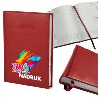 Kalendarz A5 Z NADRUKIEM LOGO terminarz książkowy 2026 DZIENNY CZERWONY