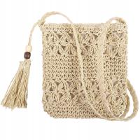 Boho torebka słomkowa Mała plażowa ivory na lato
